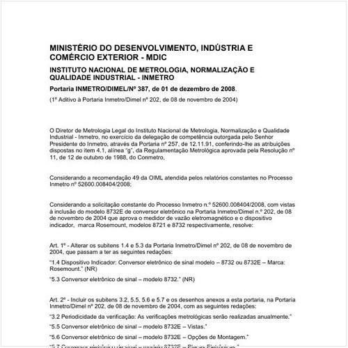 Portaria DIMEL/INMETRO 387:2008 - Situação: Em vigor