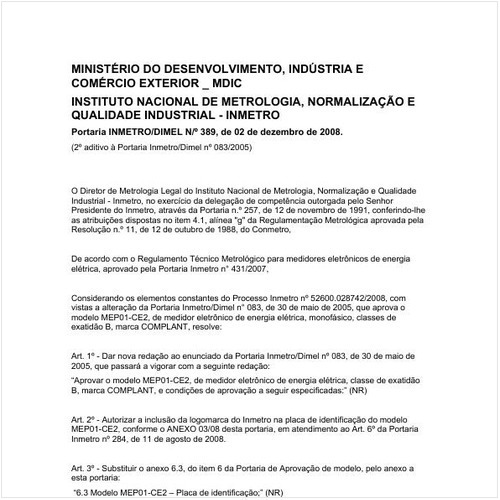 Portaria DIMEL/INMETRO 389:2008 - Situação: Revisto