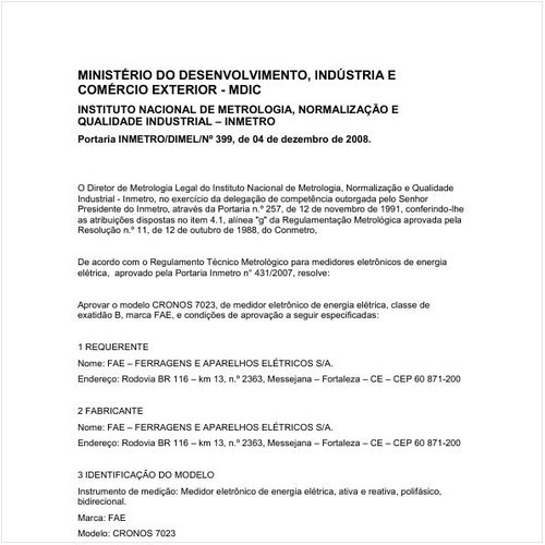 Portaria DIMEL/INMETRO 399:2008 - Situação: Revisto
