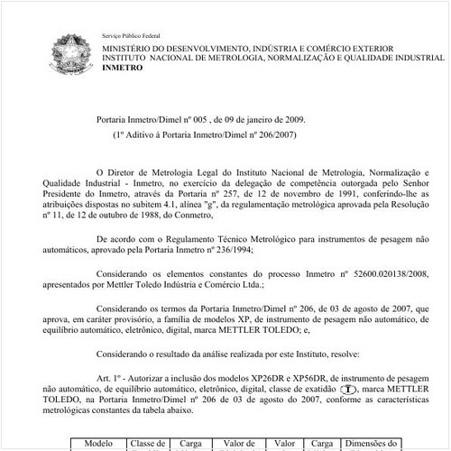 Portaria DIMEL/INMETRO 5:2009 - Situação: Em vigor