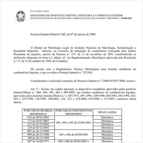 Portaria DIMEL/INMETRO 2:2009 - Situação: Em vigor