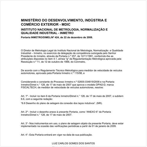 Portaria DIMEL/INMETRO 424:2008 - Situação: Revisto