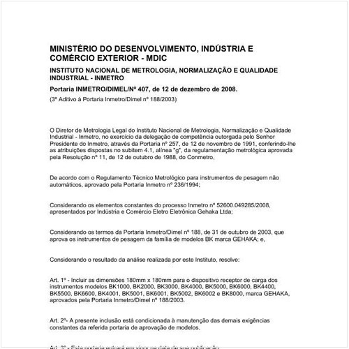 Portaria DIMEL/INMETRO 407:2008 - Situação: Em vigor