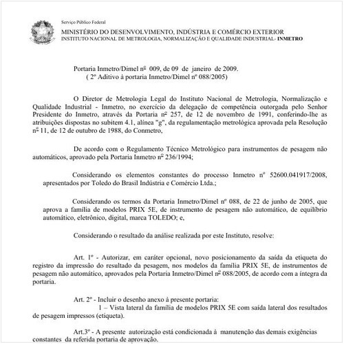Portaria DIMEL/INMETRO 9:2009 - Situação: Revisto