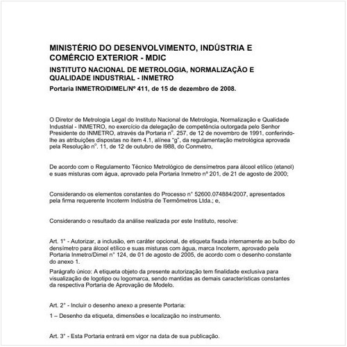Portaria DIMEL/INMETRO 411:2008 - Situação: Em vigor