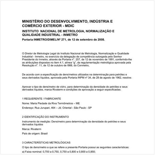 Portaria DIMEL/INMETRO 271:2008 - Situação: Revisto