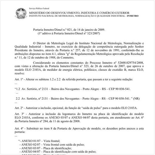 Portaria DIMEL/INMETRO 21:2009 - Situação: Revisto