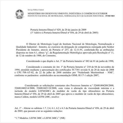 Portaria DIMEL/INMETRO 29:2009 - Situação: Em vigor