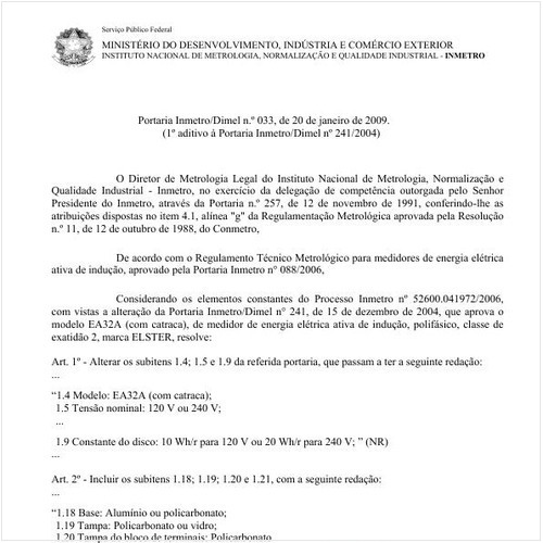 Portaria DIMEL/INMETRO 33:2009 - Situação: Em vigor