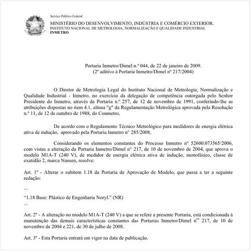 Portaria INMETRO/INMETRO 44:2009 - Situação: Revisto