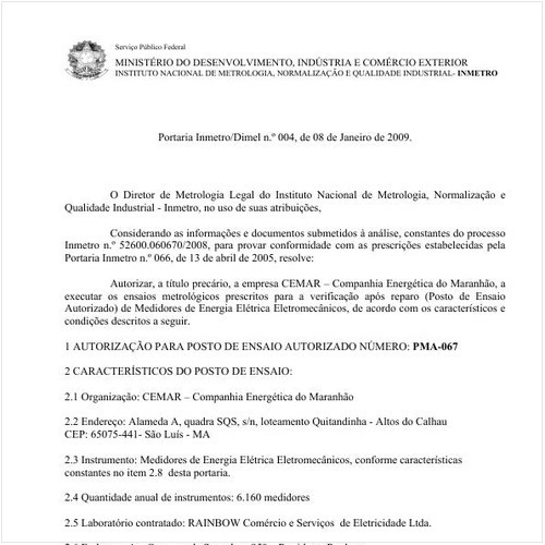 Portaria DIMEL/INMETRO 4:2009 - Situação: Em vigor