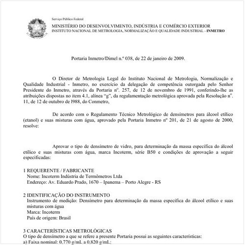 Portaria DIMEL/INMETRO 38:2009 - Situação: Revisto
