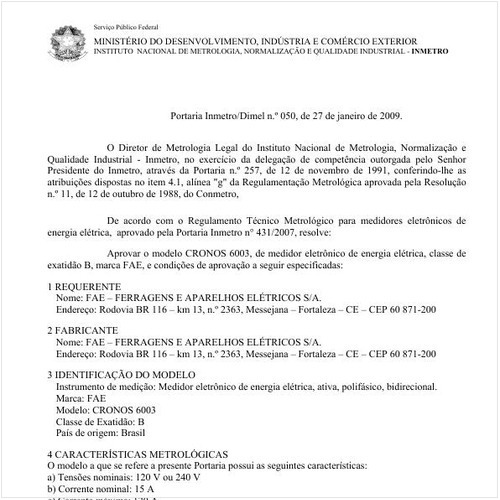 Portaria DIMEL/INMETRO 50:2009 - Situação: Revisto