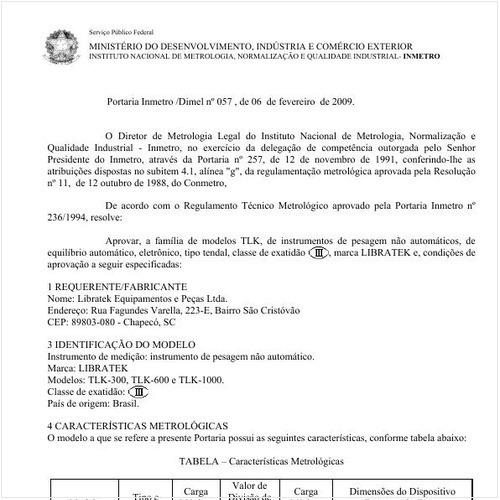 Portaria DIMEL/INMETRO 57:2009 - Situação: Em vigor