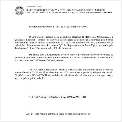 Portaria DIMEL/INMETRO 64:2009 - Situação: Em vigor