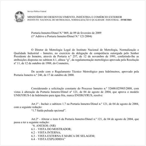 Portaria DIMEL/INMETRO 69:2009 - Situação: Em vigor