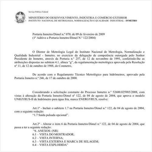 Portaria DIMEL/INMETRO 70:2009 - Situação: Em vigor