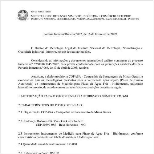 Portaria DIMEL/INMETRO 72:2009 - Situação: Em vigor