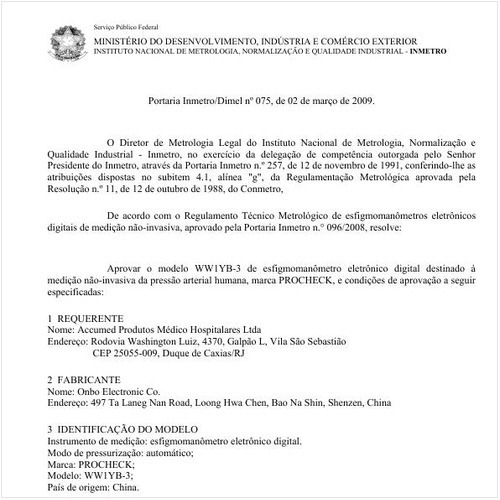 Portaria DIMEL/INMETRO 75:2009 - Situação: Em vigor