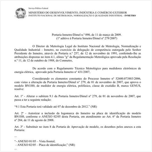 Portaria INMETRO/INMETRO 90:2009 - Situação: Em vigor