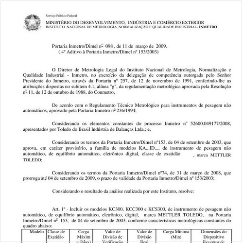 Portaria INMETRO/DIMEL 98:2009 - Situação: Revisto