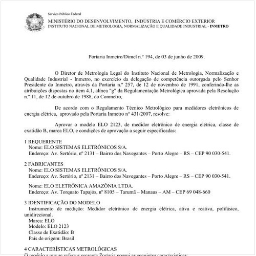 Portaria INMETRO/DIMEL 194:2009 - Situação: Revisto