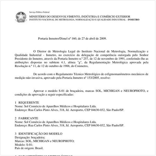 Portaria INMETRO/DIMEL 160:2009 - Situação: Em vigor