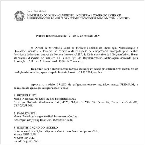 Portaria INMETRO/DIMEL 177:2009 - Situação: Revisto