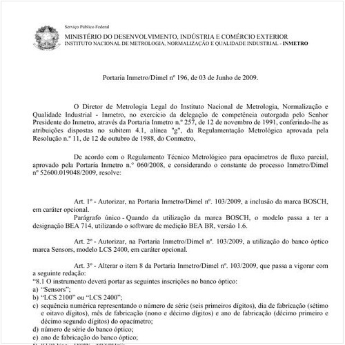 Portaria INMETRO/DIMEL 196:2009 - Situação: Revisto