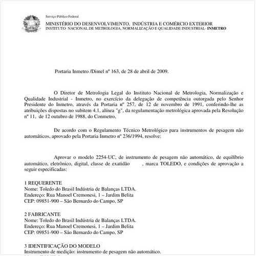 Portaria INMETRO/DIMEL 163:2009 - Situação: Revisto