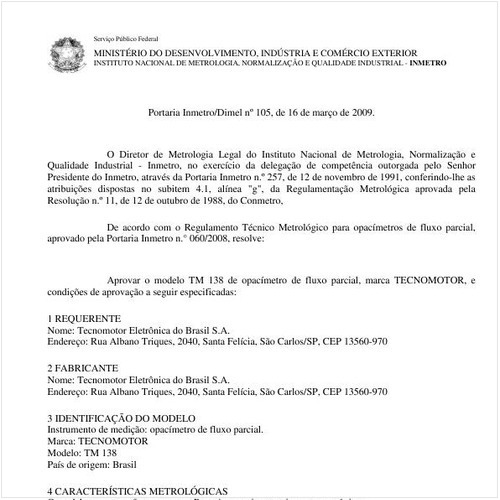 Portaria INMETRO/DIMEL 105:2009 - Situação: Em vigor