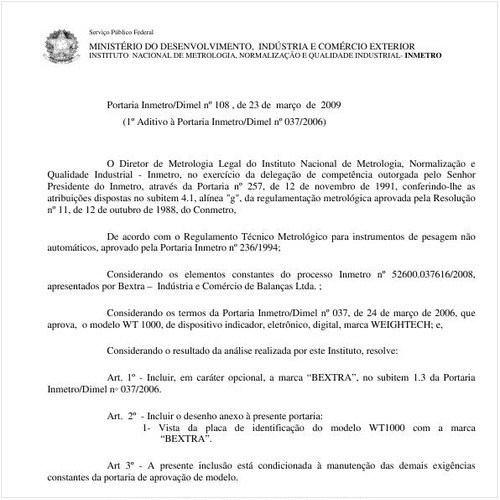 Portaria INMETRO/DIMEL 108:2009 - Situação: Em vigor