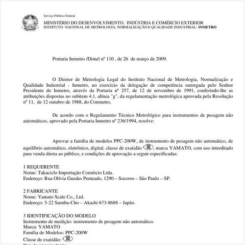 Portaria INMETRO/DIMEL 110:2009 - Situação: Em vigor