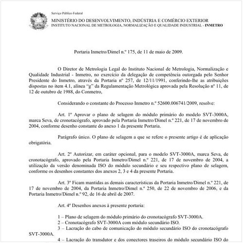 Portaria INMETRO/DIMEL 175:2009 - Situação: Revisto