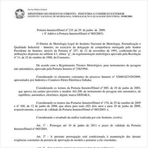 Portaria INMETRO/DIMEL 235:2009 - Situação: Revisto