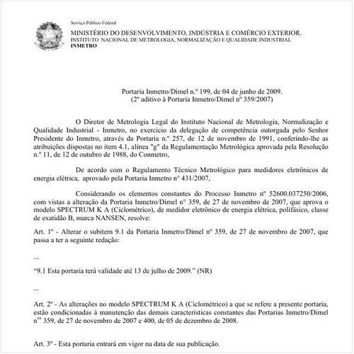 Portaria INMETRO/DIMEL 199:2009 - Situação: Revisto