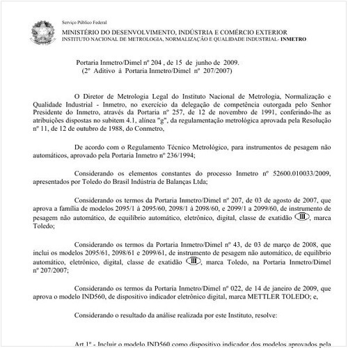 Portaria INMETRO/DIMEL 204:2009 - Situação: Revisto