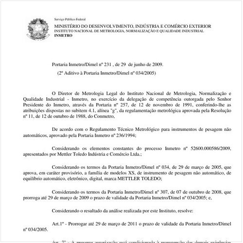 Portaria INMETRO/DIMEL 231:2009 - Situação: Revisto