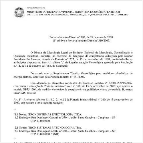 Portaria INMETRO/DIMEL 182:2009 - Situação: Revisto