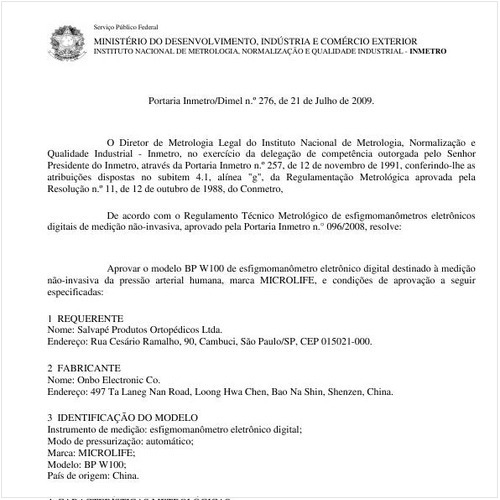 Portaria INMETRO/DIMEL 276:2009 - Situação: Em vigor