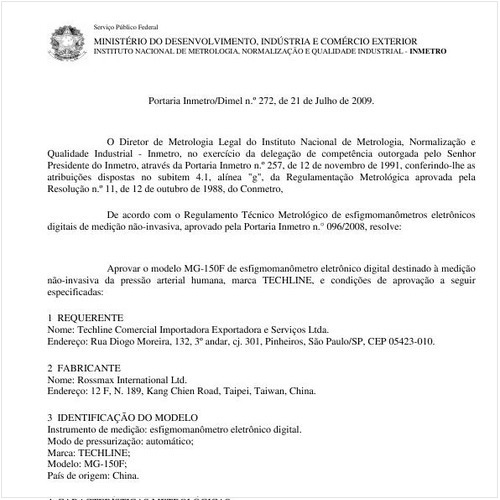Portaria INMETRO/DIMEL 272:2009 - Situação: Em vigor