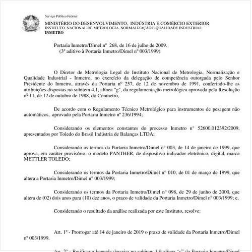 Portaria INMETRO/DIMEL 268:2009 - Situação: Revisto