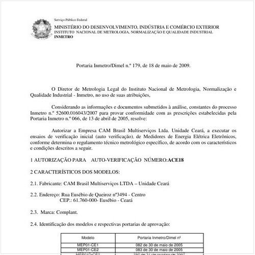Portaria INMETRO/DIMEL 179:2009 - Situação: Em vigor