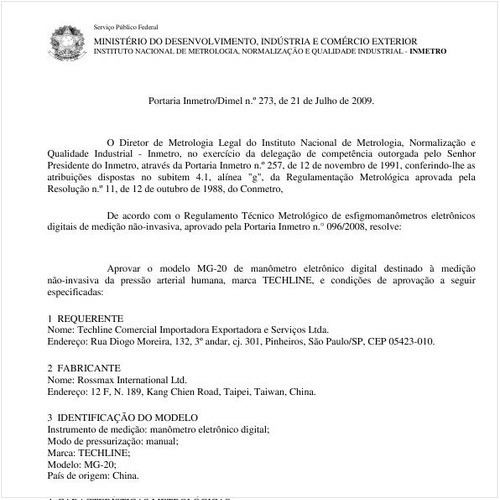 Portaria INMETRO/DIMEL 273:2009 - Situação: Em vigor