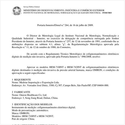 Portaria INMETRO/DIMEL 264:2009 - Situação: Em vigor