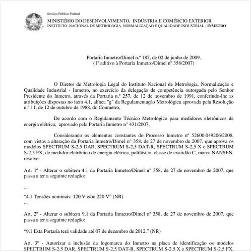 Portaria INMETRO/DIMEL 187:2009 - Situação: Revisto