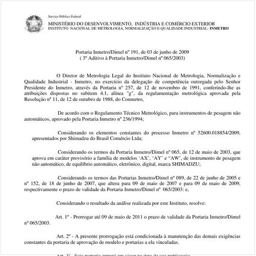 Portaria INMETRO/DIMEL 191:2009 - Situação: Em vigor