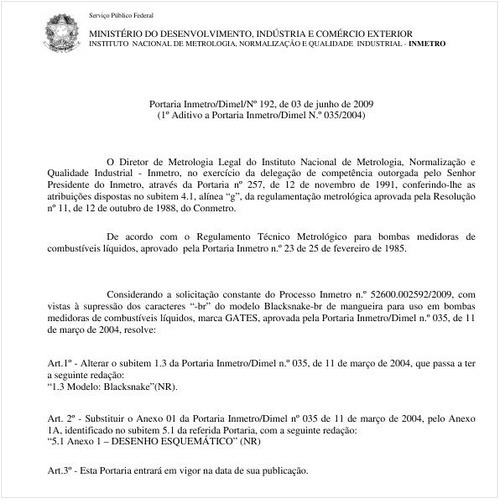 Portaria INMETRO/DIMEL 192:2009 - Situação: Em vigor