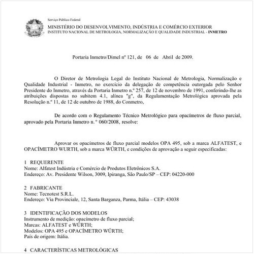 Portaria INMETRO/DIMEL 121:2009 - Situação: Em vigor