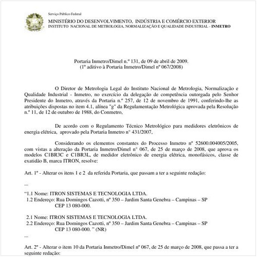 Portaria DIMEL/INMETRO 131:2009 - Situação: Revisto